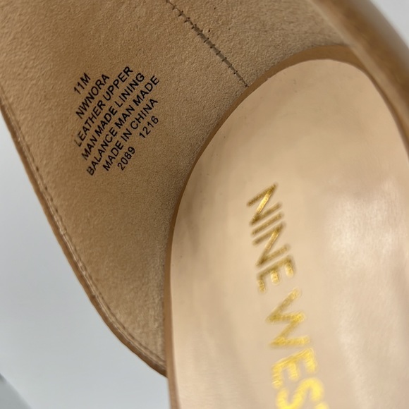 NEW Nine West Nora Nude Genuine Leather Chunky Strap Heels Women’s Size 11M - Picture 6 of 10